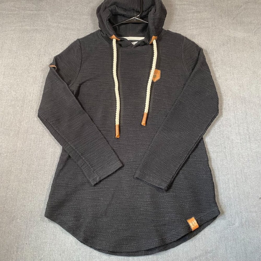 Leif Nelson Black Knit Hoodie Sweatshirt With Rope Drawstrings Womens Size M